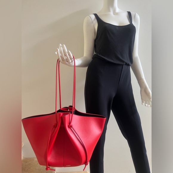 ❌SOLD❌ YUZEFI Large  Leather Mochi Bag Tote Handbag, Red - Picture 11 of 12